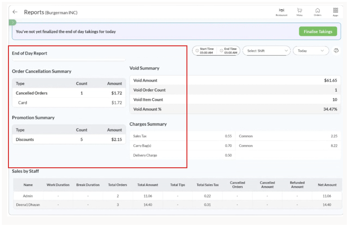 EOD Reports (Consolidated View) mockup screenshot 2
