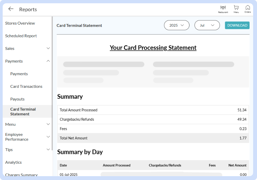 POS features - Card Terminal Statement | Get a full record of card ...