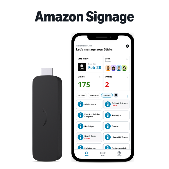 Amazon Signage Stick with Mobile Management Dashboard