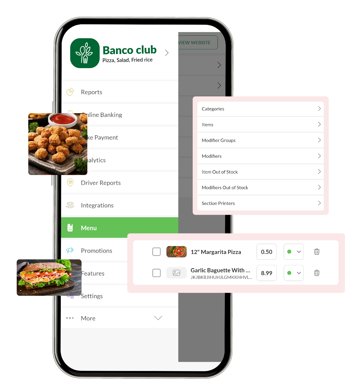 Menu management (real-time)