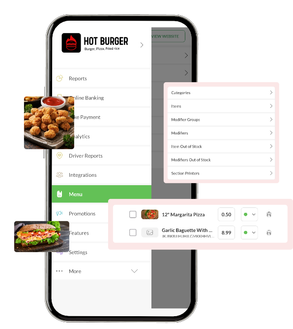 Menu management (real-time)